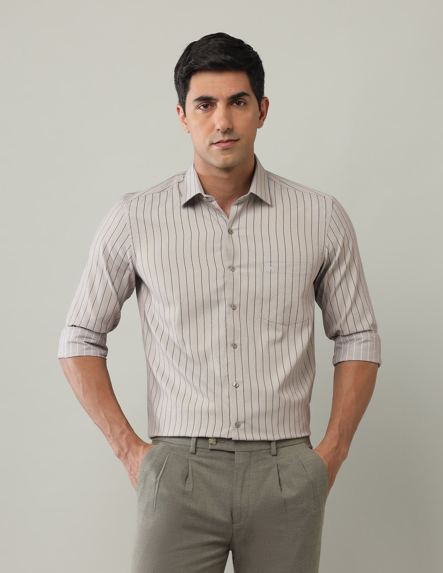 Arrow Manhattan Slim Fit Vertical Striped Shirt
