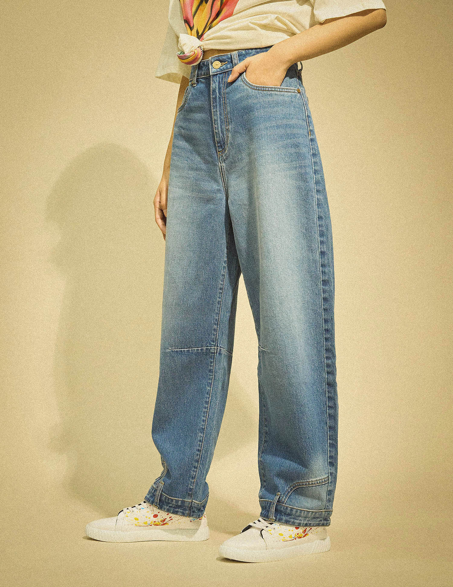 Flying Machine Women K-Street X Upside Down Baggy Balloon Tinted Jeans