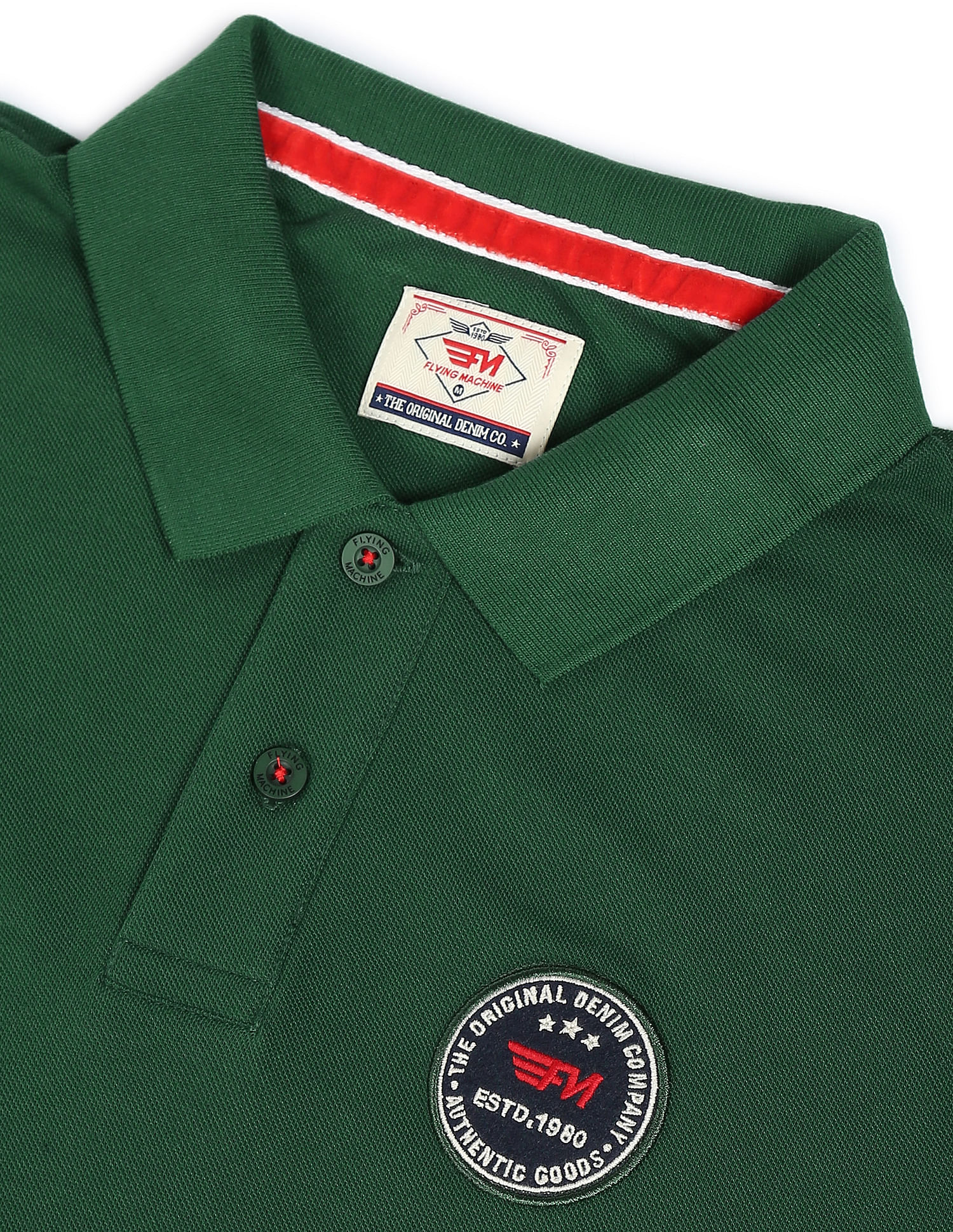 Flying Machine Printed Collar Applique Logo Polo Shirt