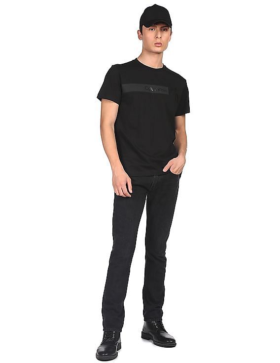 Buy Calvin Klein Men Black Pima Cotton Tonal Logo T-Shirt - NNNOW.com