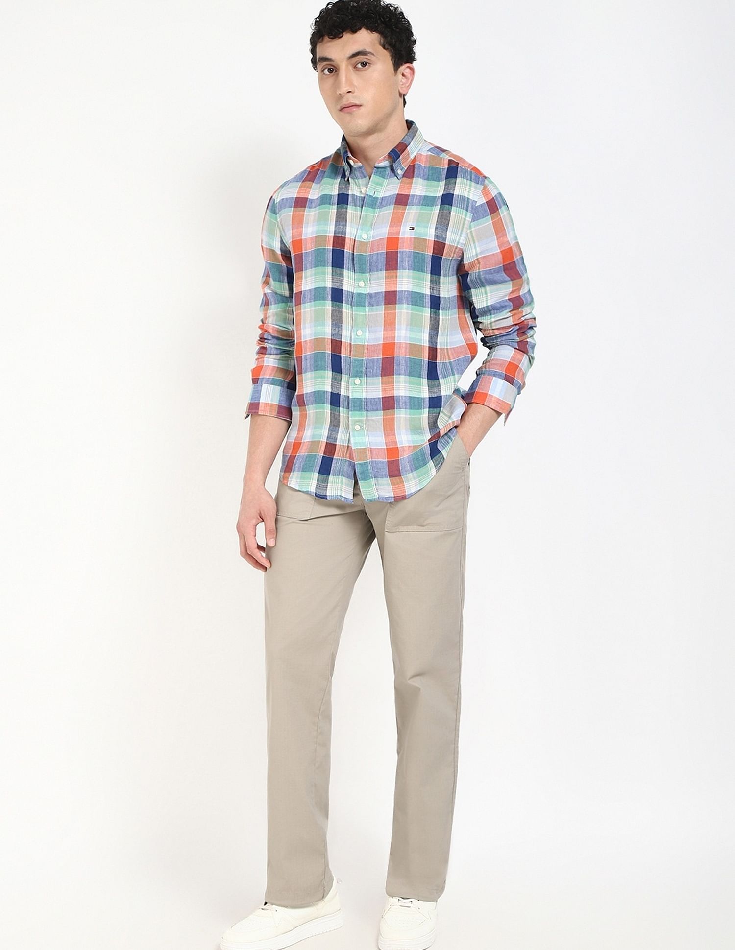 Tommy Hilfiger Checks Regular-Fit Linen Shirt