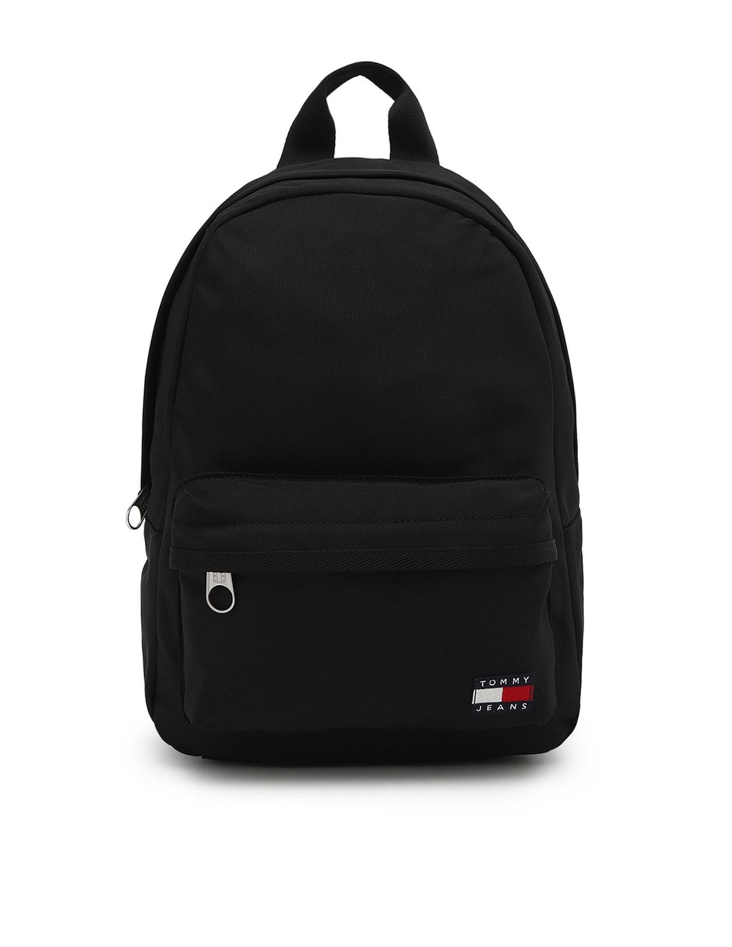 Tommy Hilfiger Solid Black Polyester Backpacks