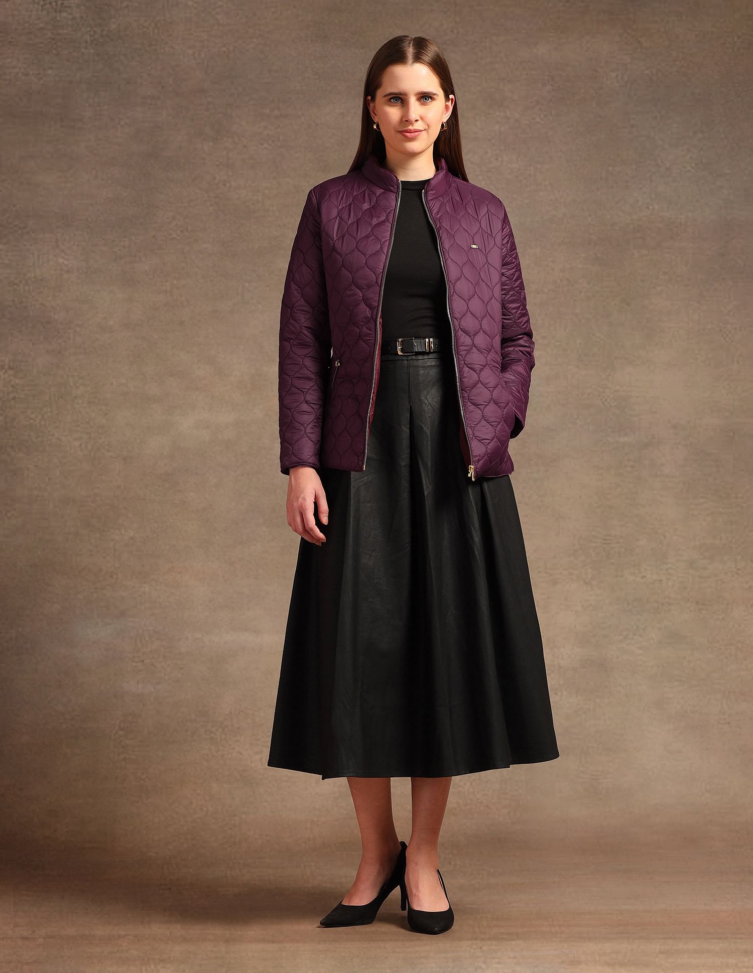 U.S. Polo Assn. Women Stand Collar Longline Quilted Jacket