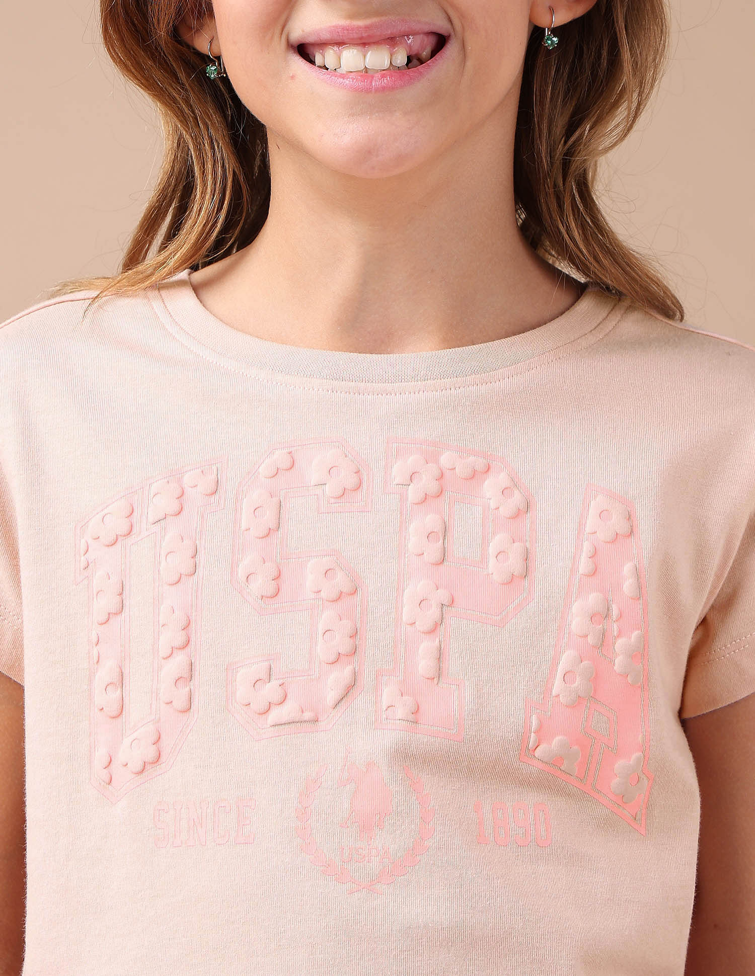 U.S. Polo Assn. Kids Girls Puff Print Relaxed Fit T-Shirt