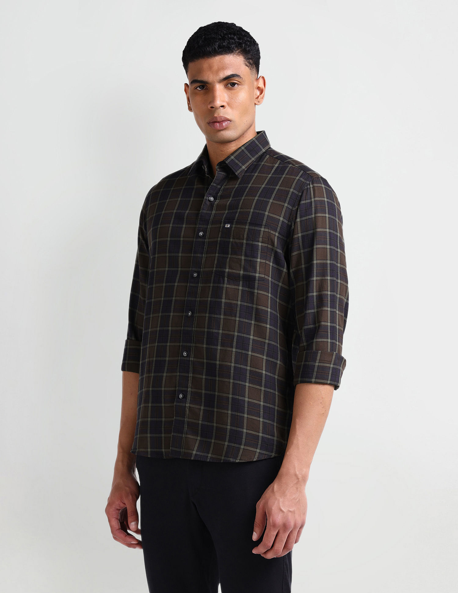 Arrow Sports Long Sleeve Plaid Check Shirt