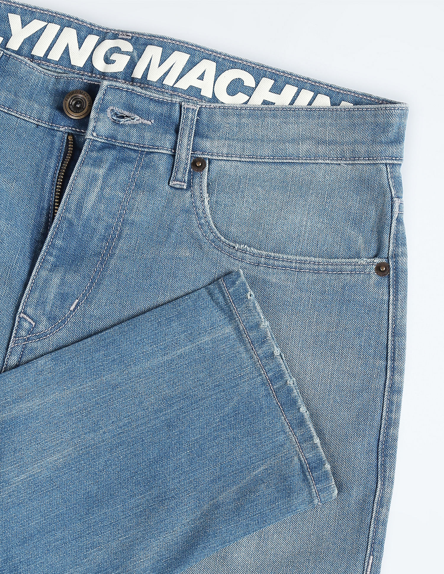 Flying Machine Slash Slim Tapered Fit Mid Rise Jeans