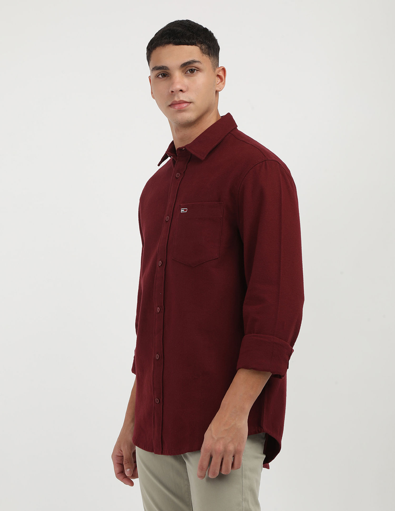 Tommy Hilfiger Solid Cotton Flannel Shirt
