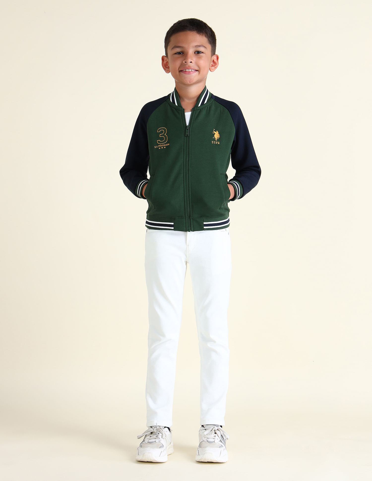 U.S. Polo Assn. Kids Boys Colour Block Raglan Sleeve Sweatshirt
