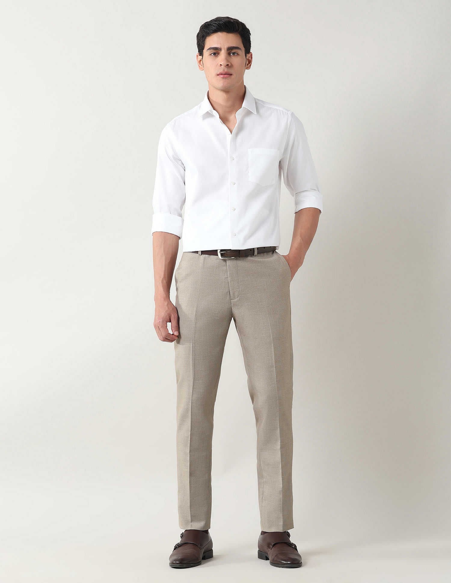 Arrow Slim Fit Textured Trousers