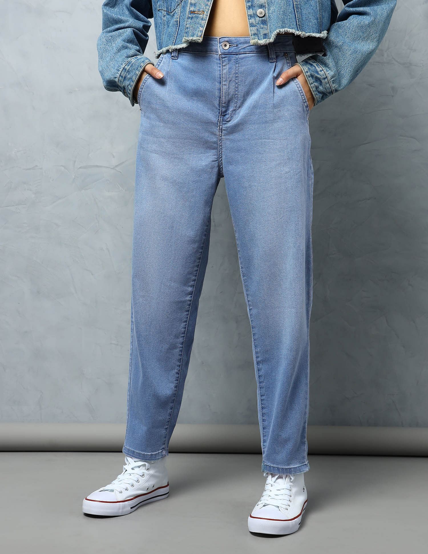Flying Machine Women Mom Fit Rinsed Jeans