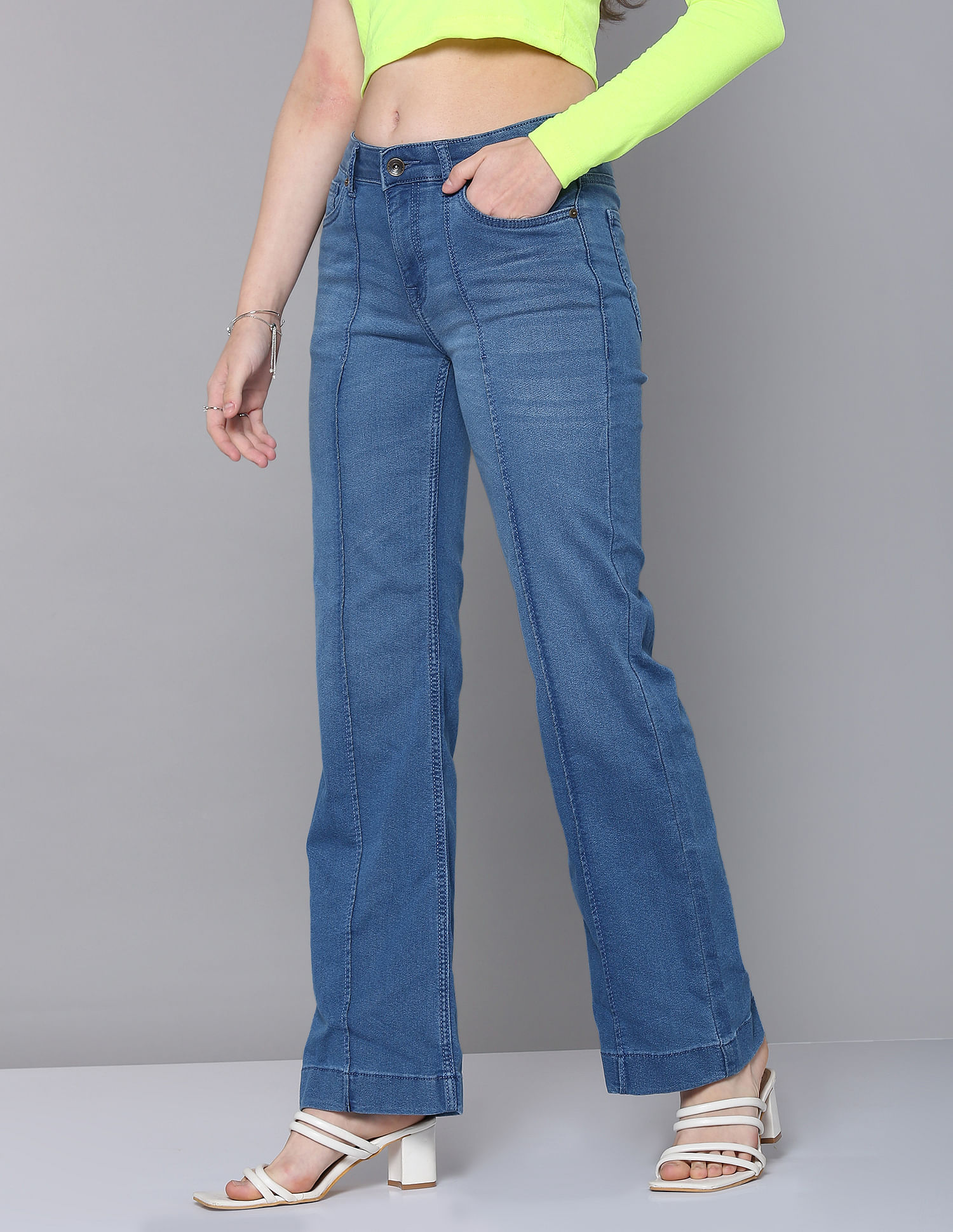 Flying Machine Women Bootcut Fit Stone Wash Jeans