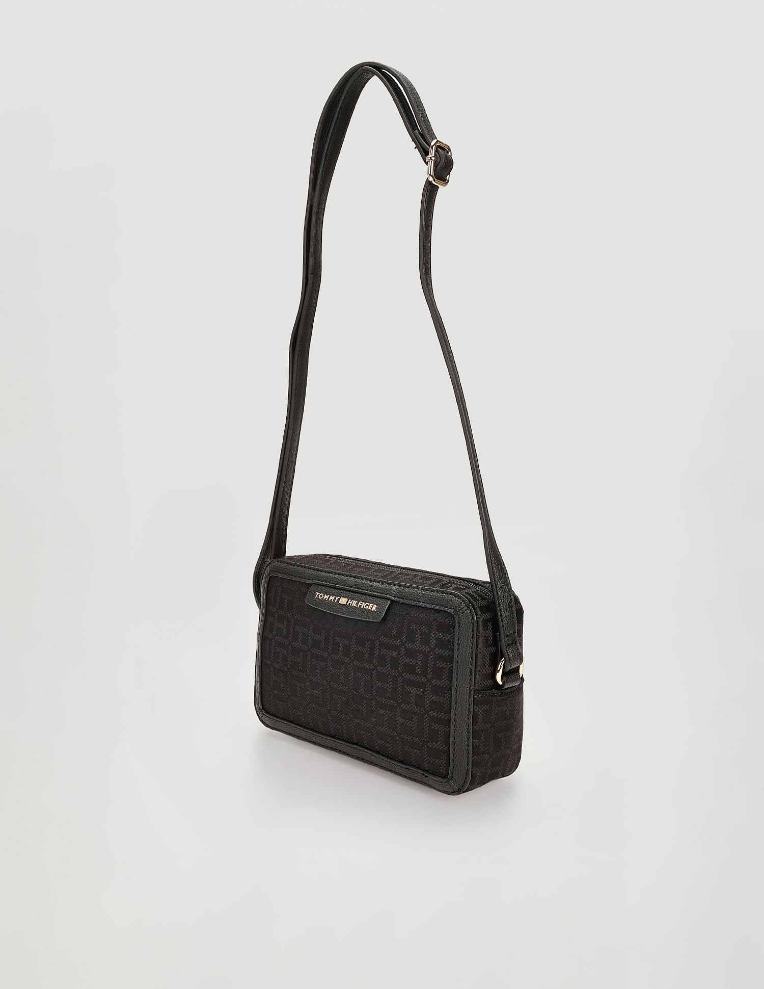 Tommy Hilfiger Printed Black Polyester Sling Bags
