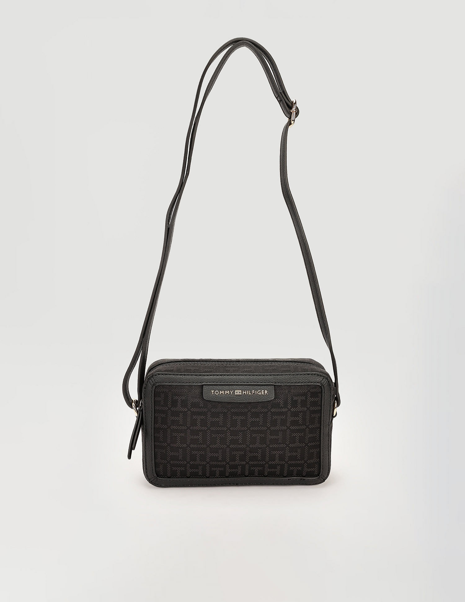 Tommy Hilfiger Printed Black Polyester Sling Bags