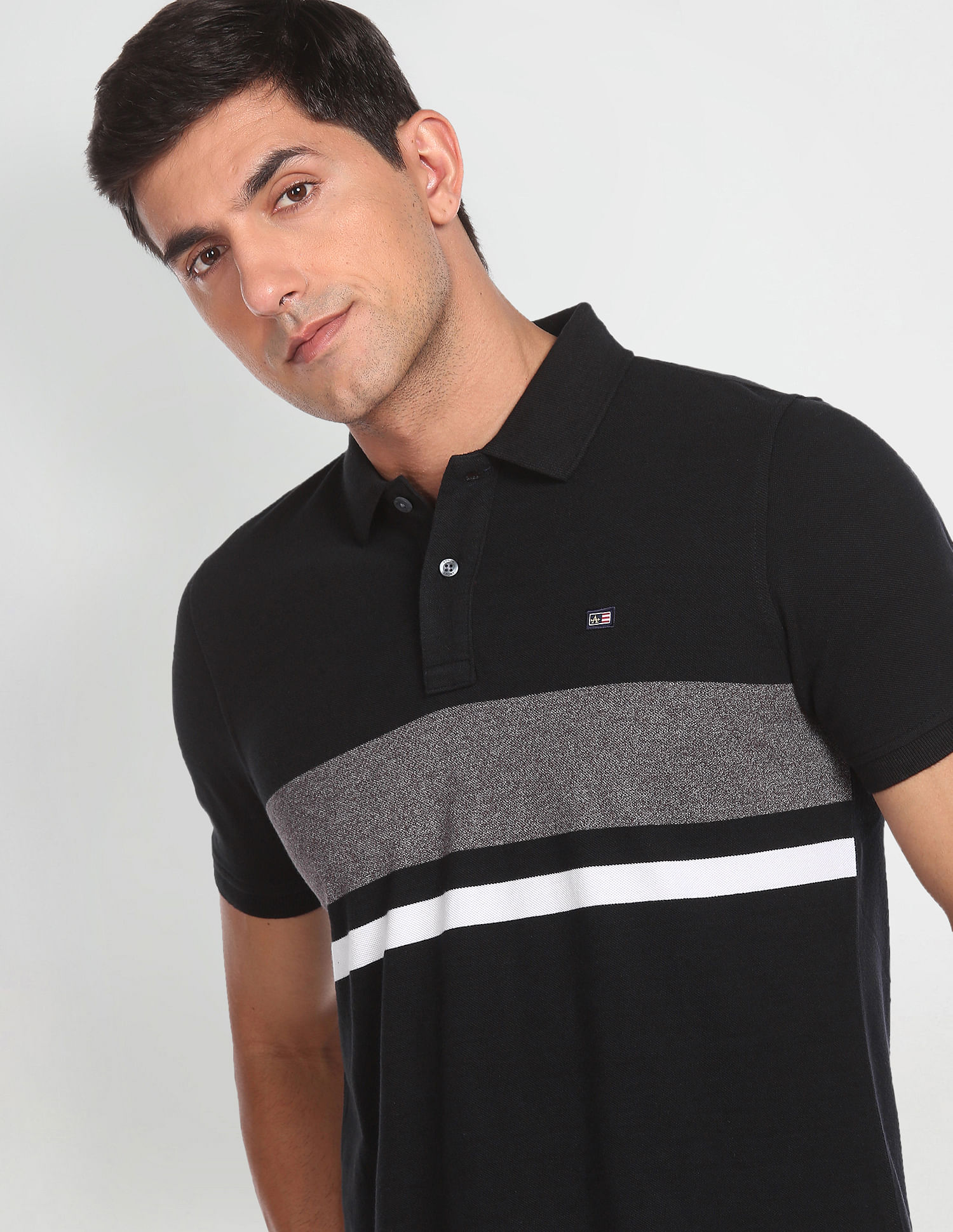 Arrow Sports Horizontal Stripe Compact Cotton Polo Shirt