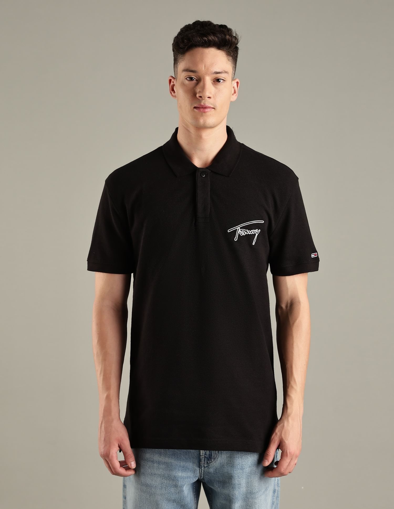 Tommy Hilfiger Solid Regular-Fit Cotton Polo Shirt