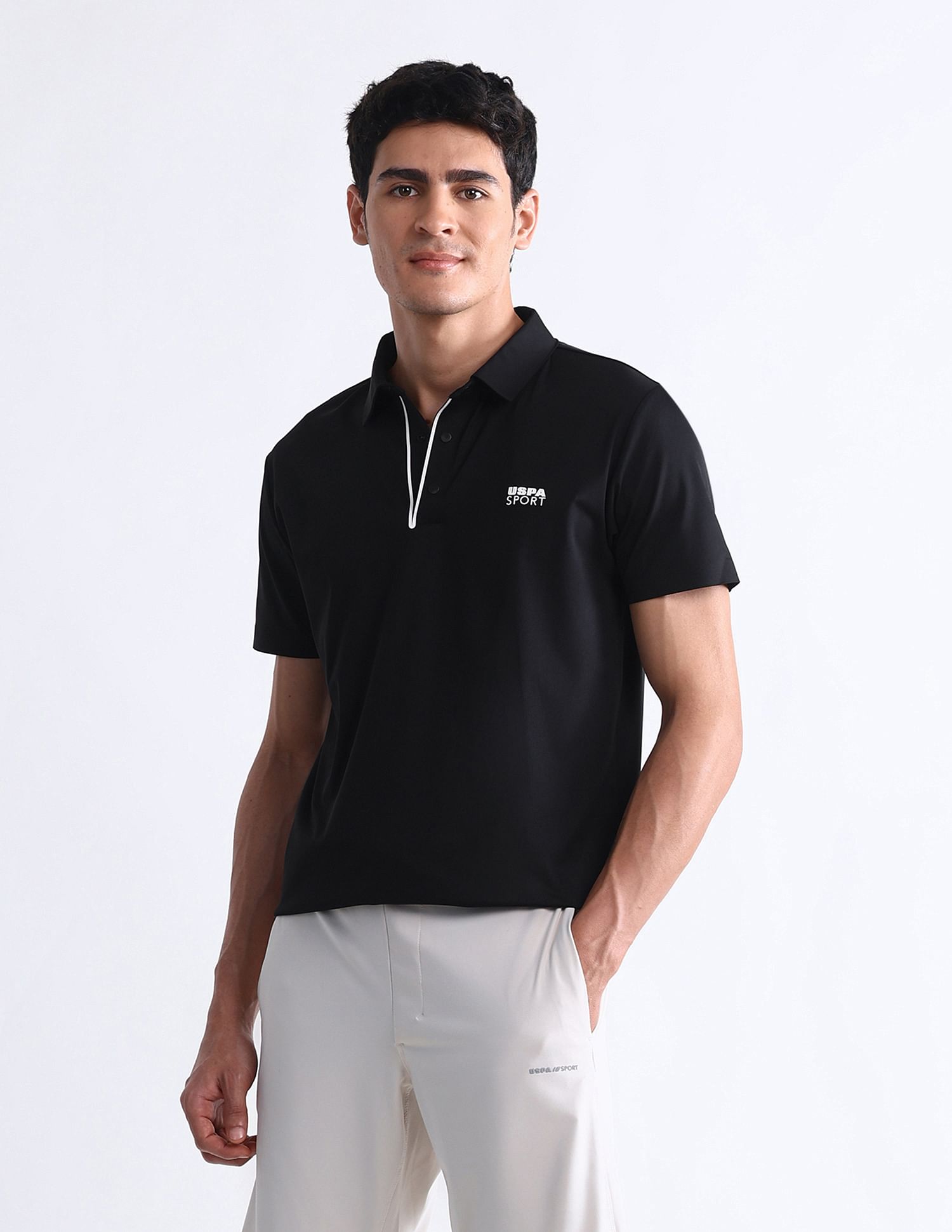 USPA Active Solid Slim Fit Polo Shirt