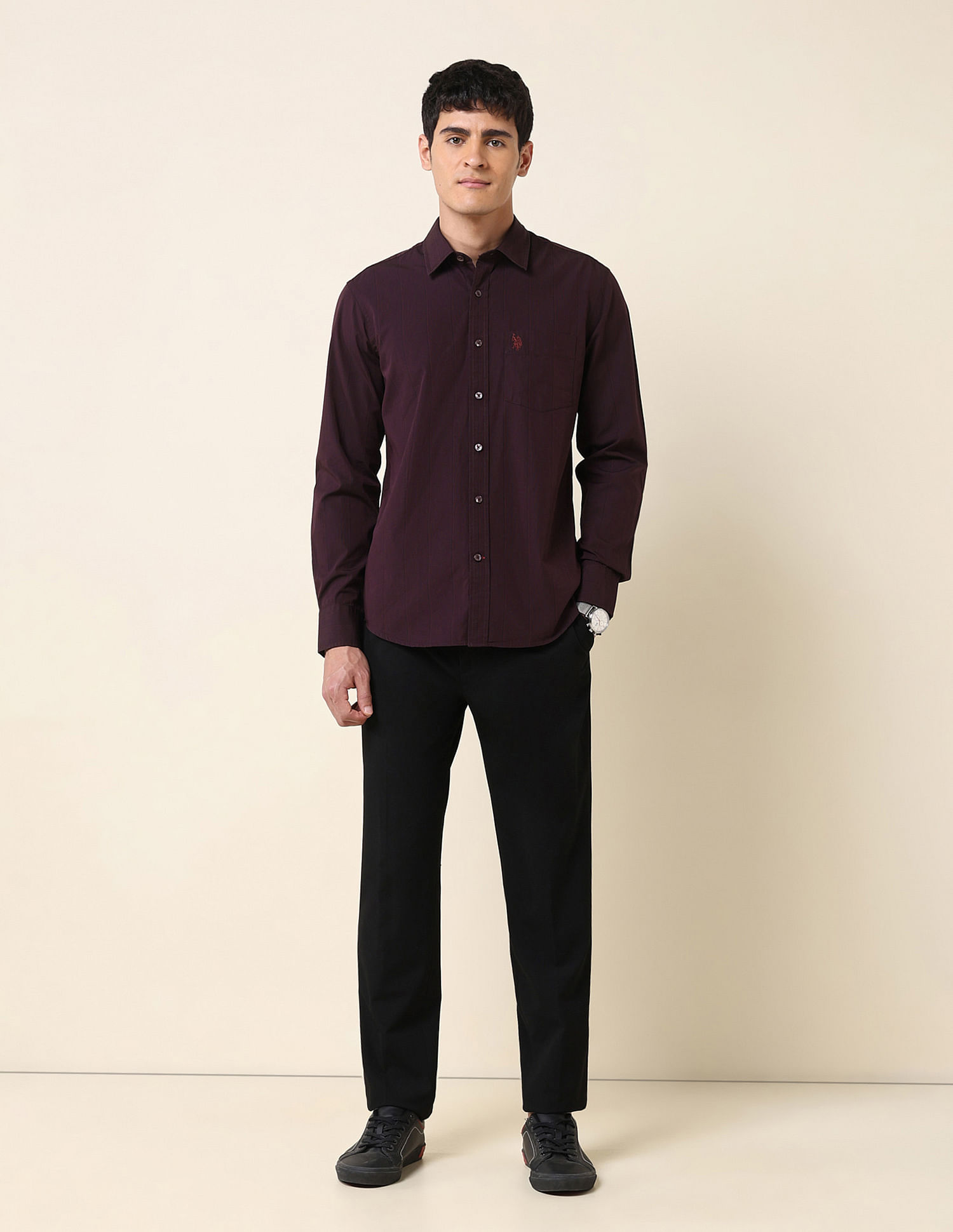 U.S. Polo Assn. Tailored Fit Vertical Striped Shirt