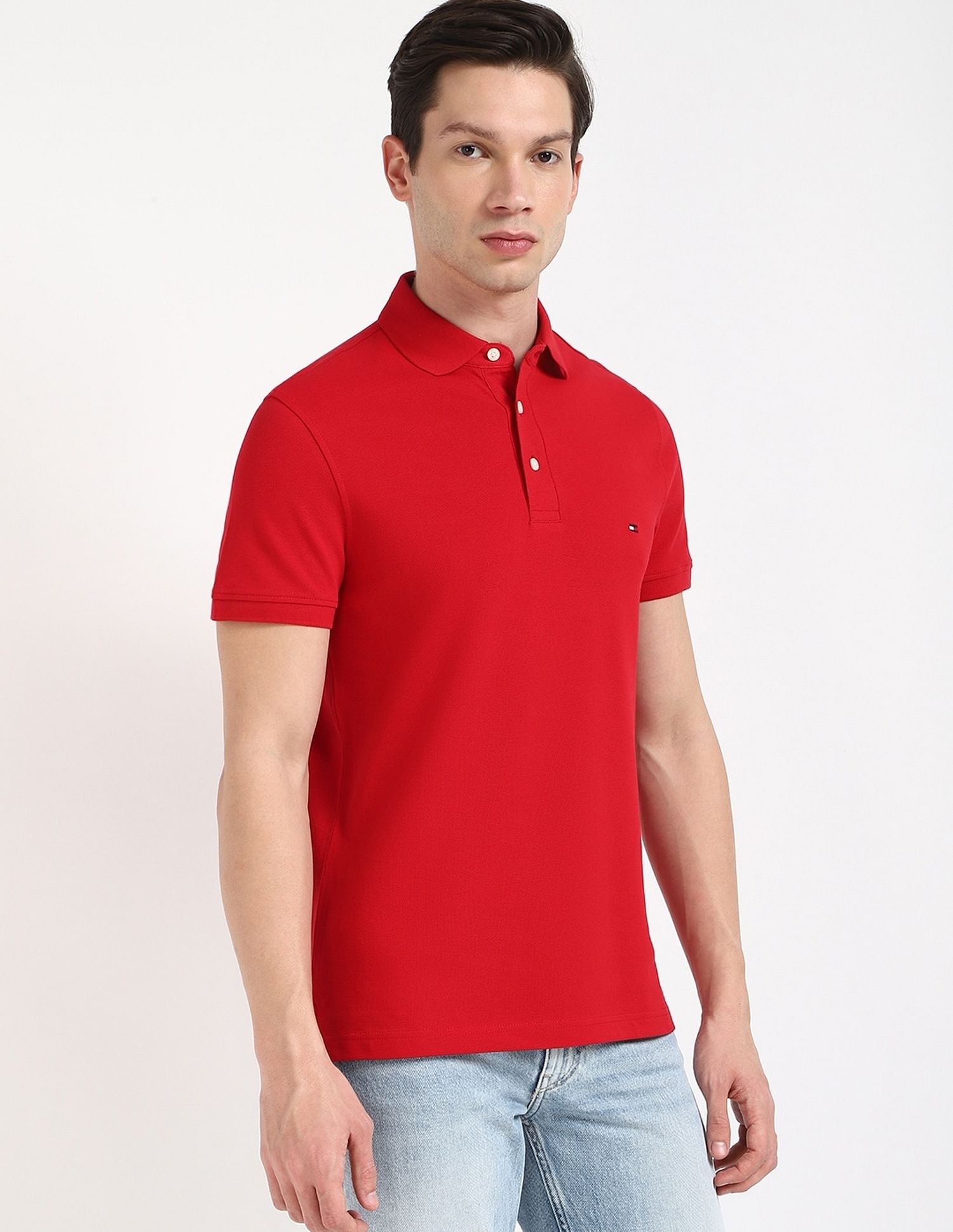 Tommy Hilfiger Solid Slim-Fit Cotton Polo Shirt