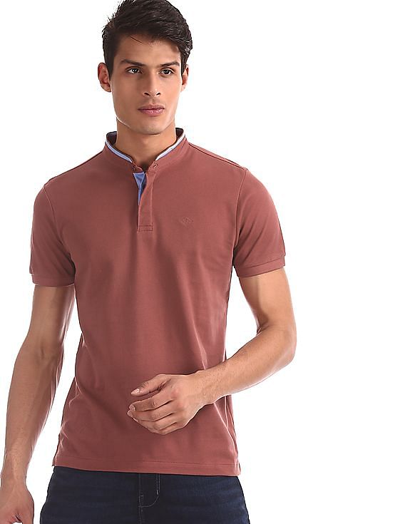 Buy Arrow Sports Mandarin Collar Pique Polo Shirt NNNOW