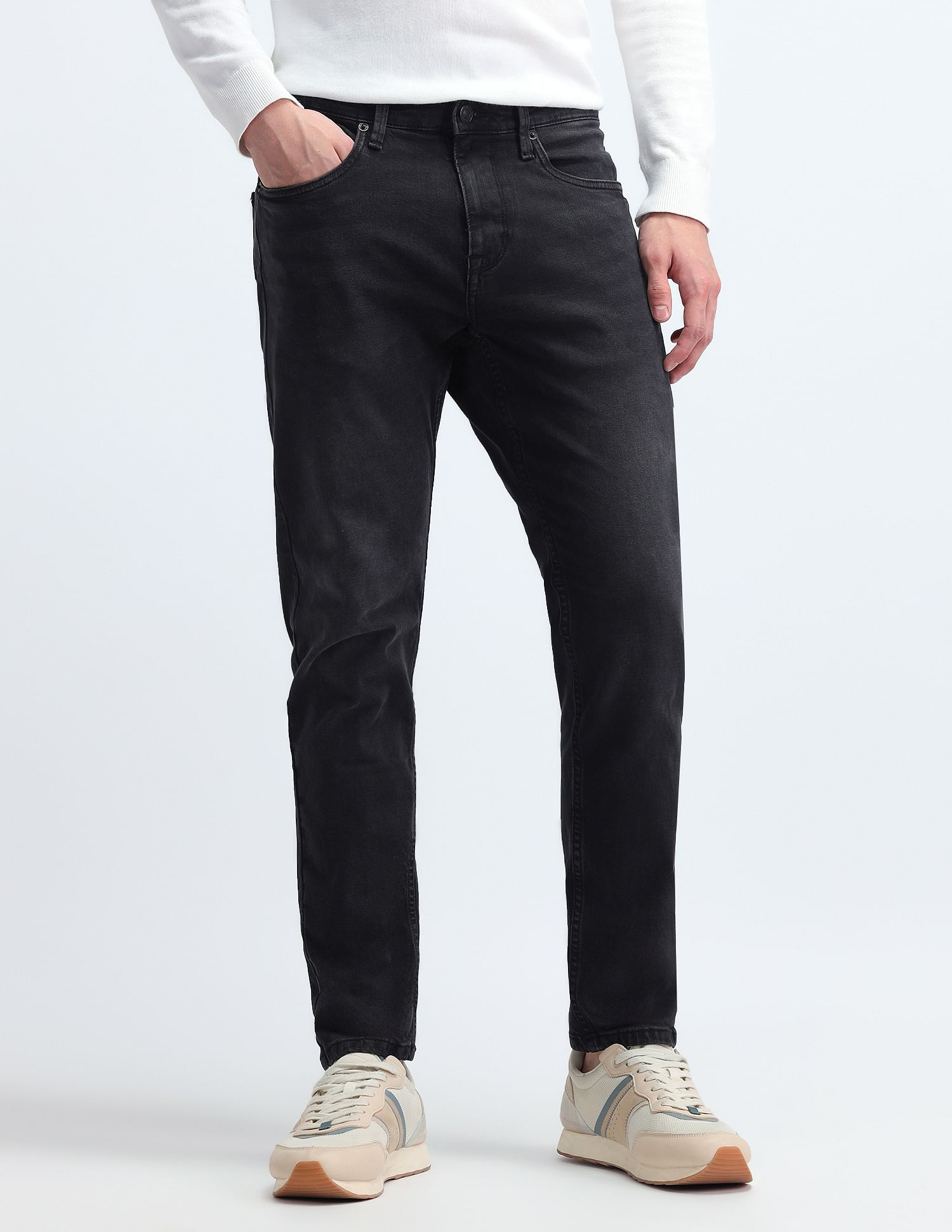 Flying Machine Slash Slim Tapered Fit Jeans