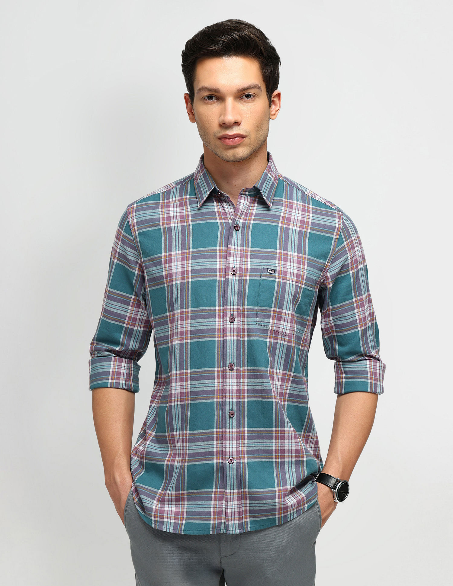 Arrow Sport Slim Fit Tartan Checked Shirt