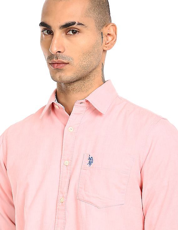 U.S. Polo Assn. Rounded Cuff Solid Casual Shirt