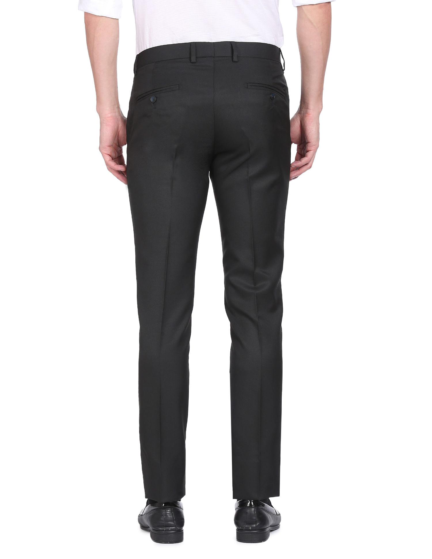 Buy Men Black Solid Regular Fit Trousers Online  224984  Peter England