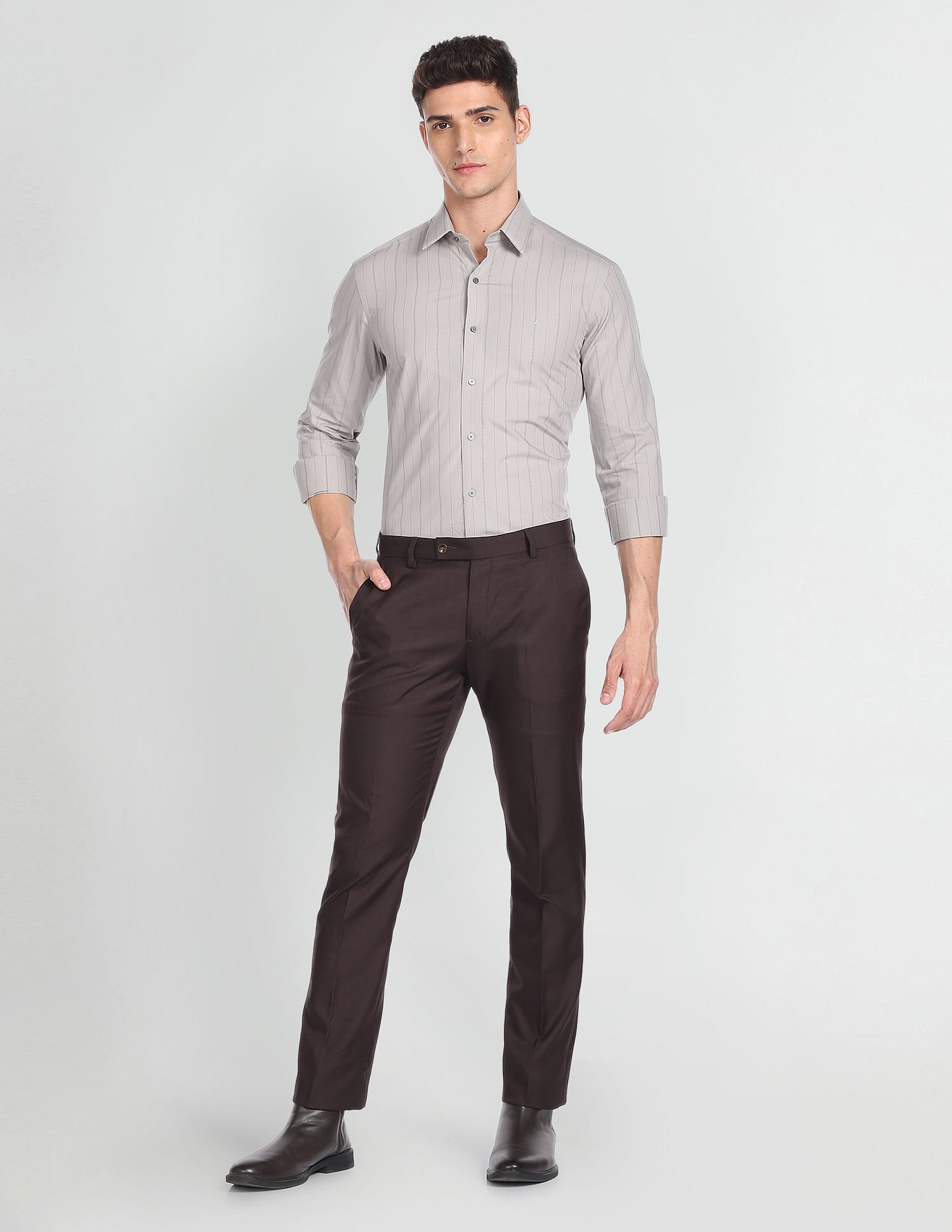 Arrow Newyork Vertical Striped Manhattan Slim Fit Formal Shirt