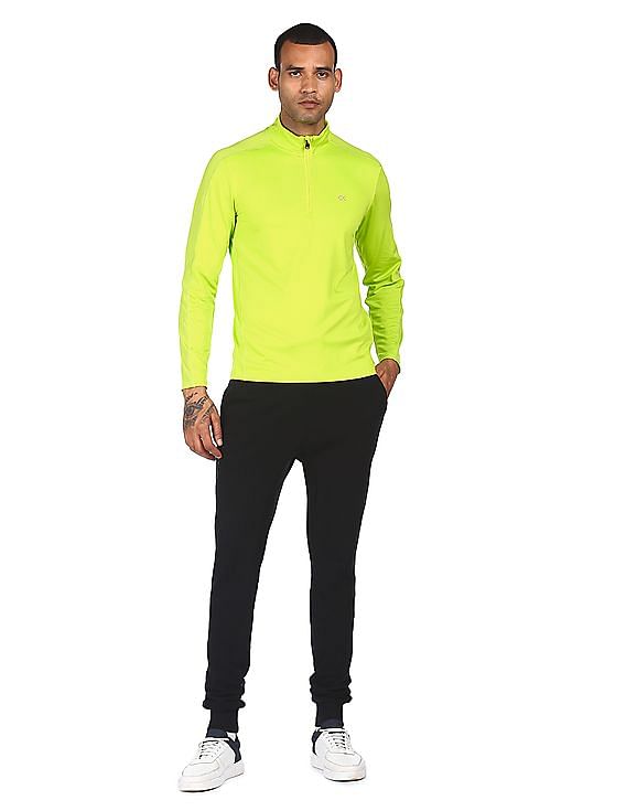 Calvin Klein Men Neon Green High Neck Solid T-Shirt