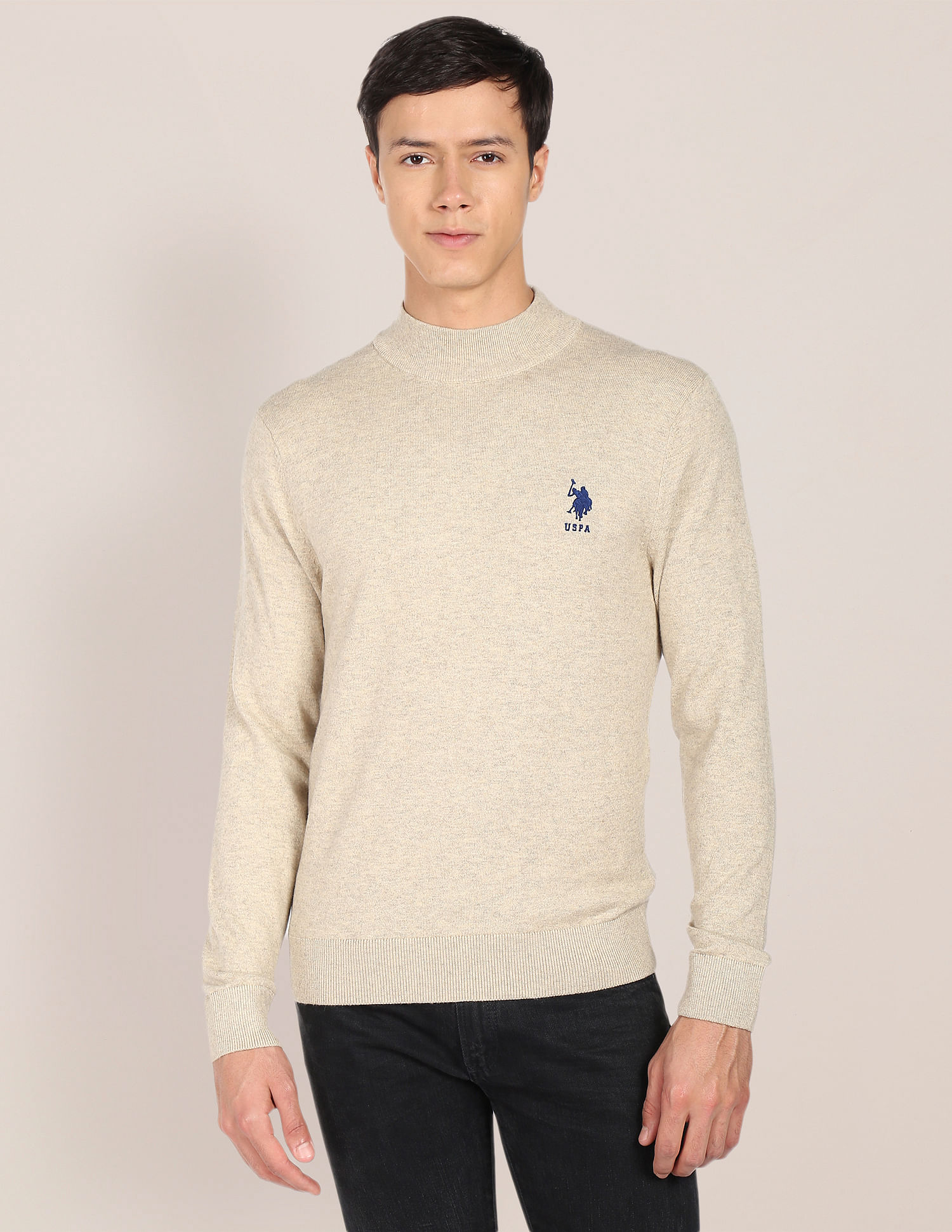 U.S. Polo Assn. Mock Neck Heathered Sweater