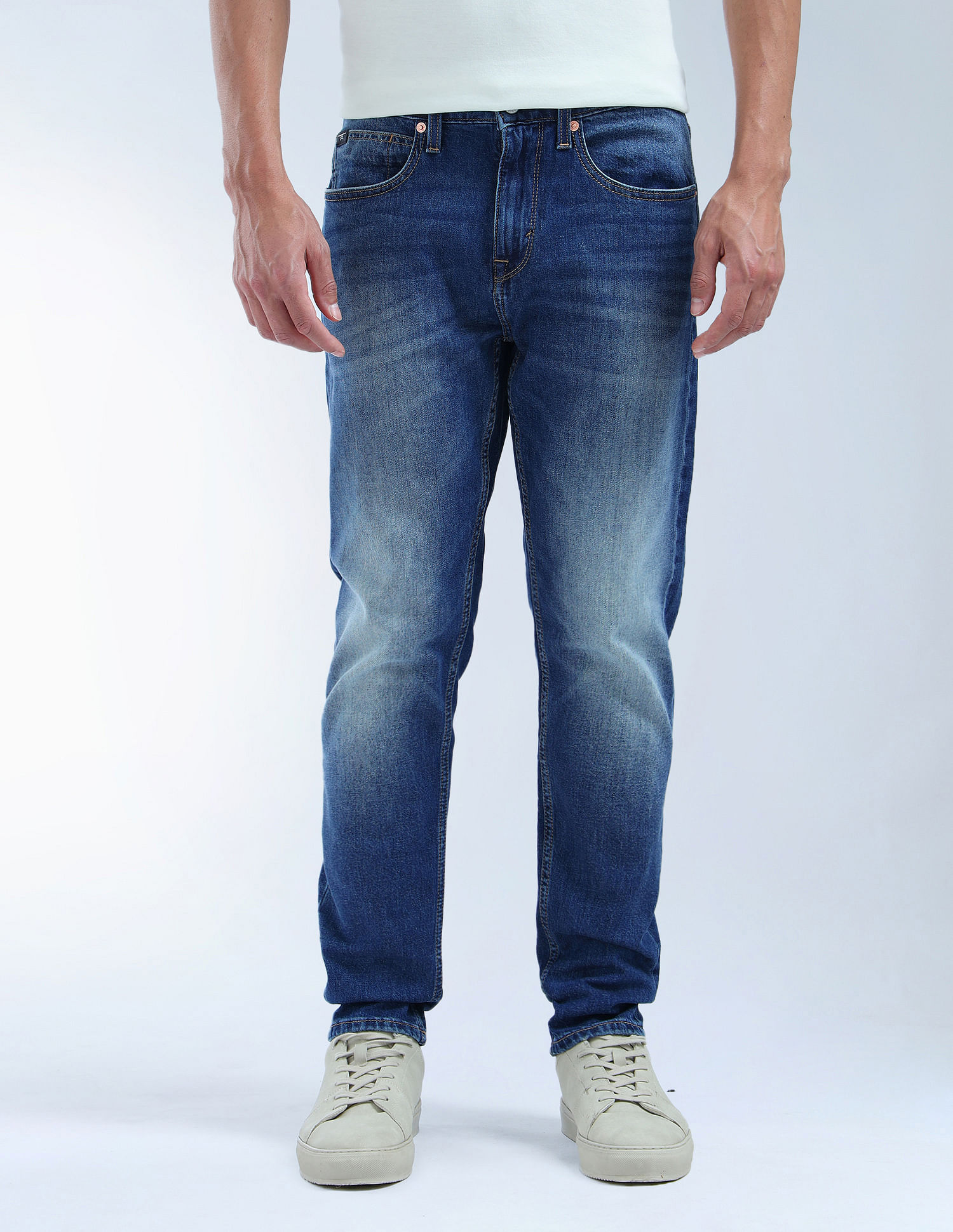 Flying Machine Slash Slim Tapered Fit Blue Jeans