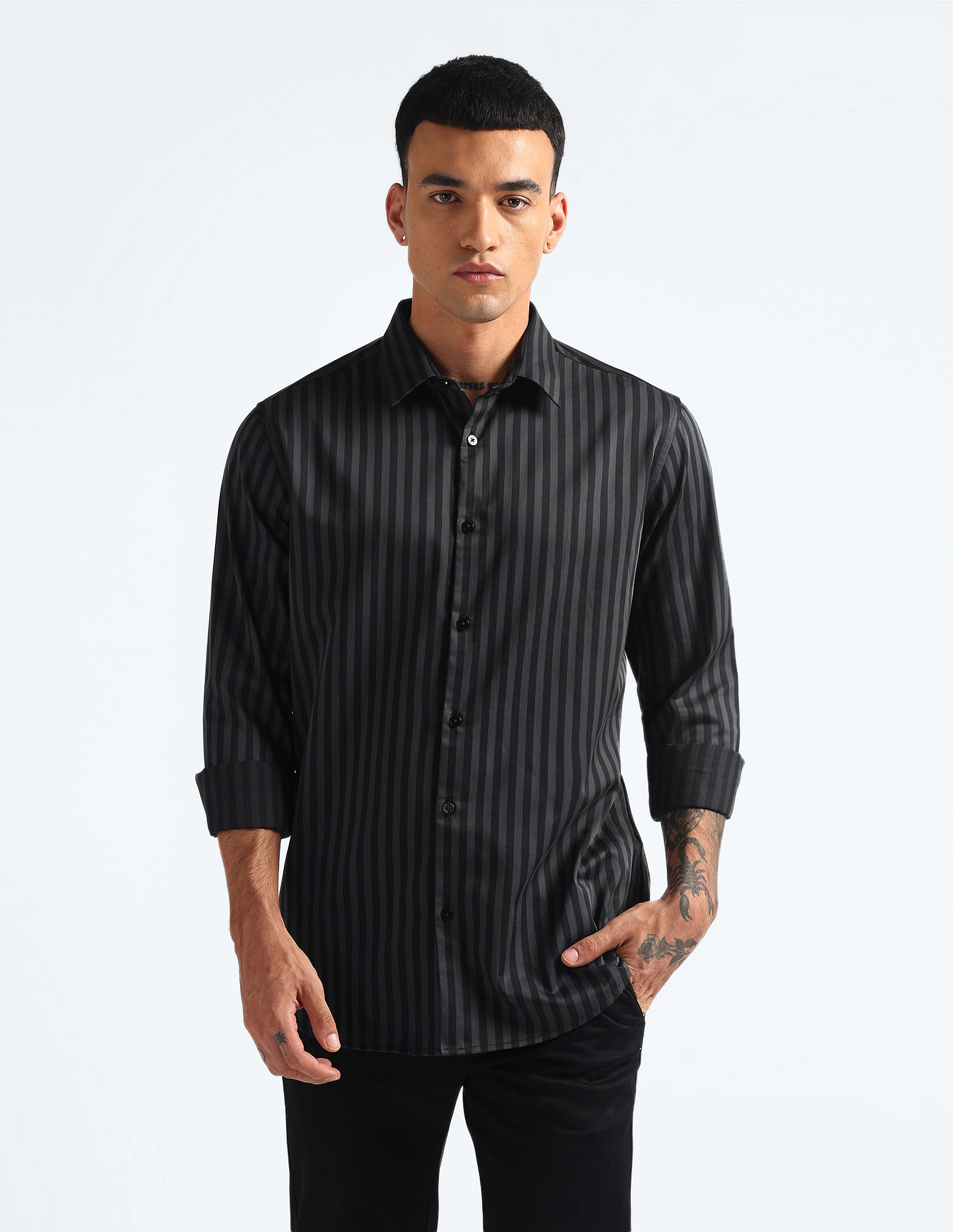 Flying Machine Vertical Stripe Slim Fit Shirt