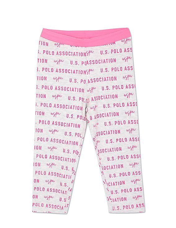 U.S. Polo Assn. Kids Mid Rise Brand Print Track Pants
