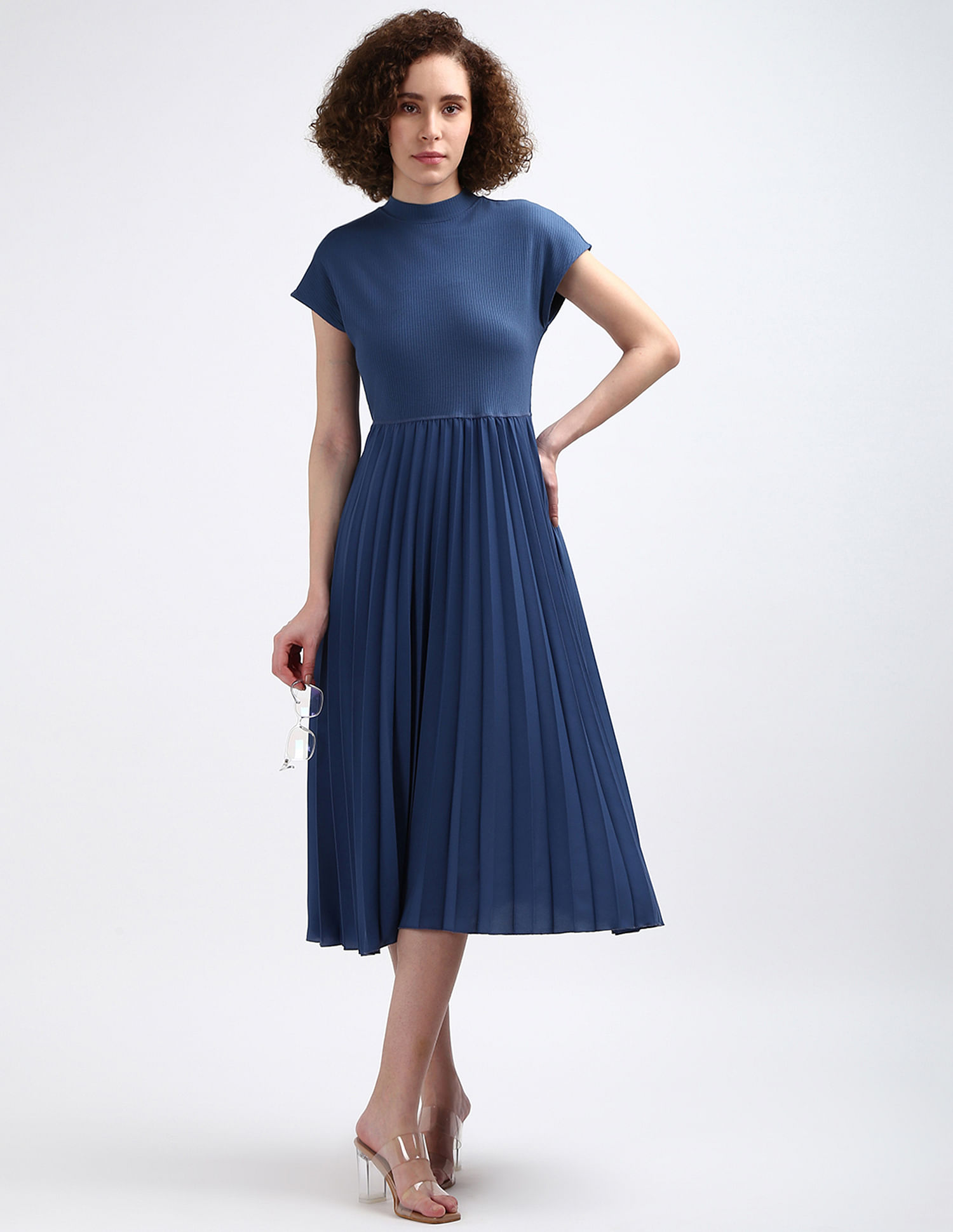 Tommy Hilfiger Ribbed Mock Neck Midi Dress