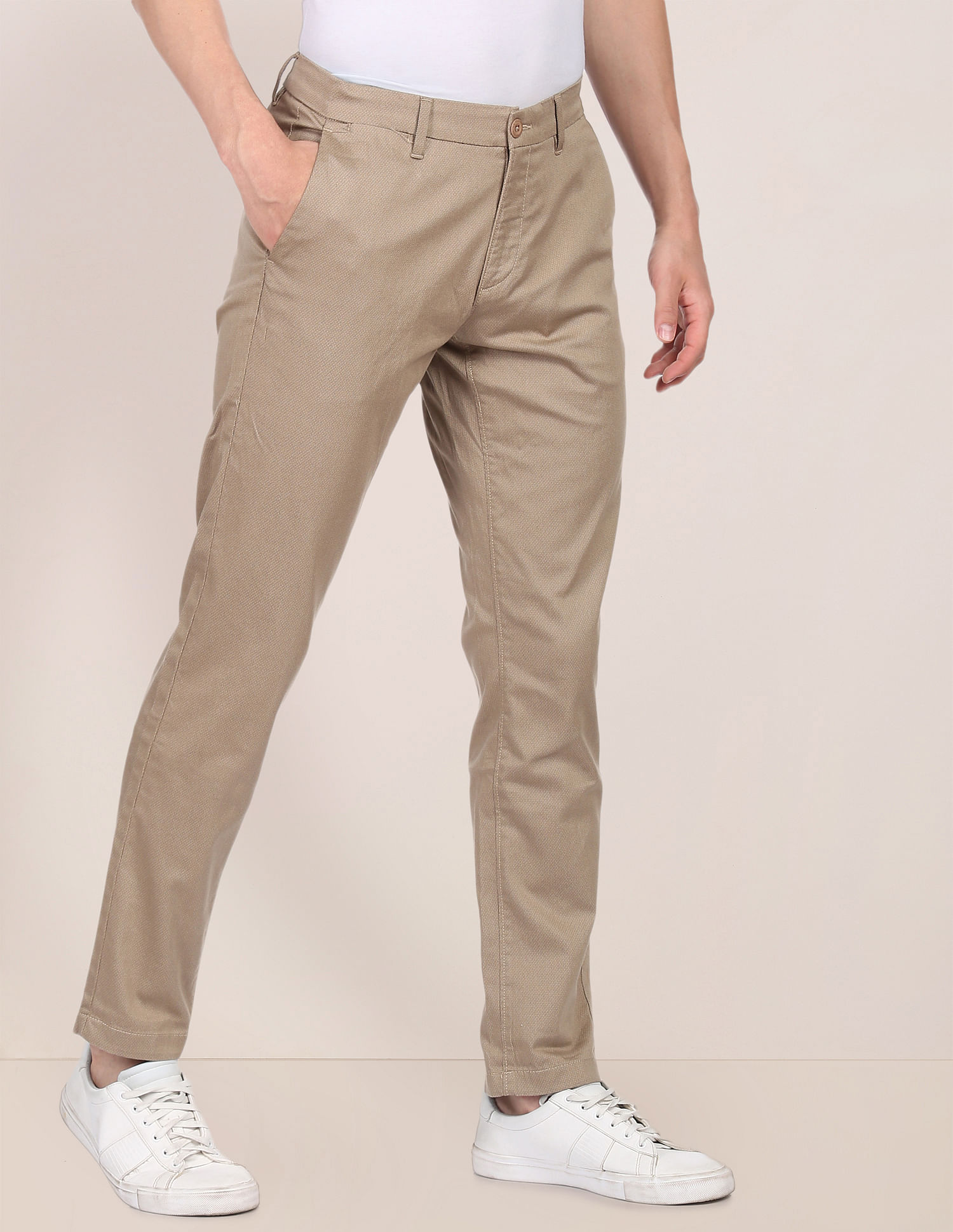 Buy Men Cream Regular Fit Solid Casual Trousers Online  766037  Allen  Solly