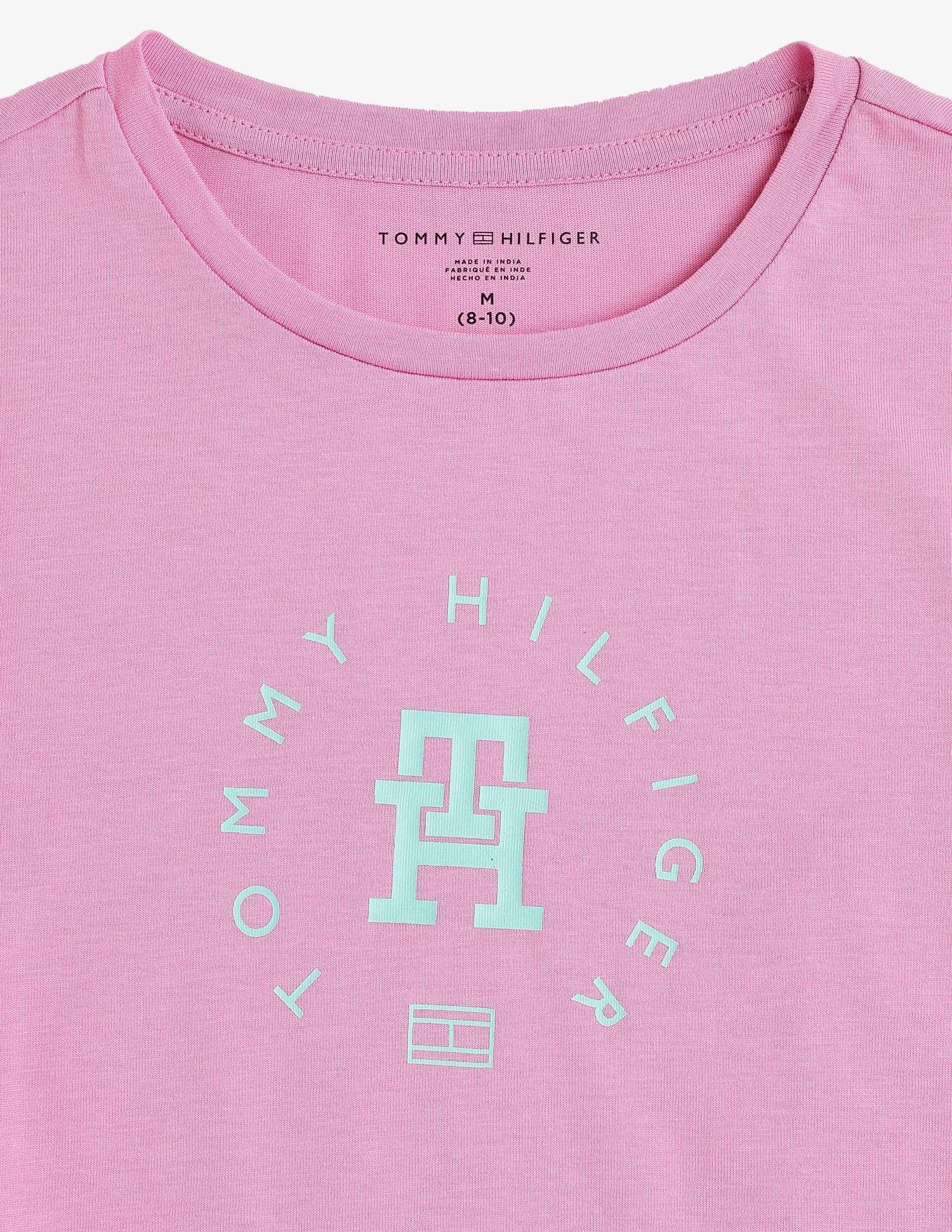 Buy Tommy Hilfiger Kids Girls Logo Regular Fit Cotton T-Shirt