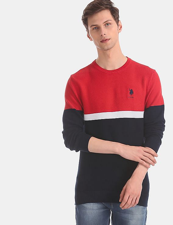 polo under crew neck sweater