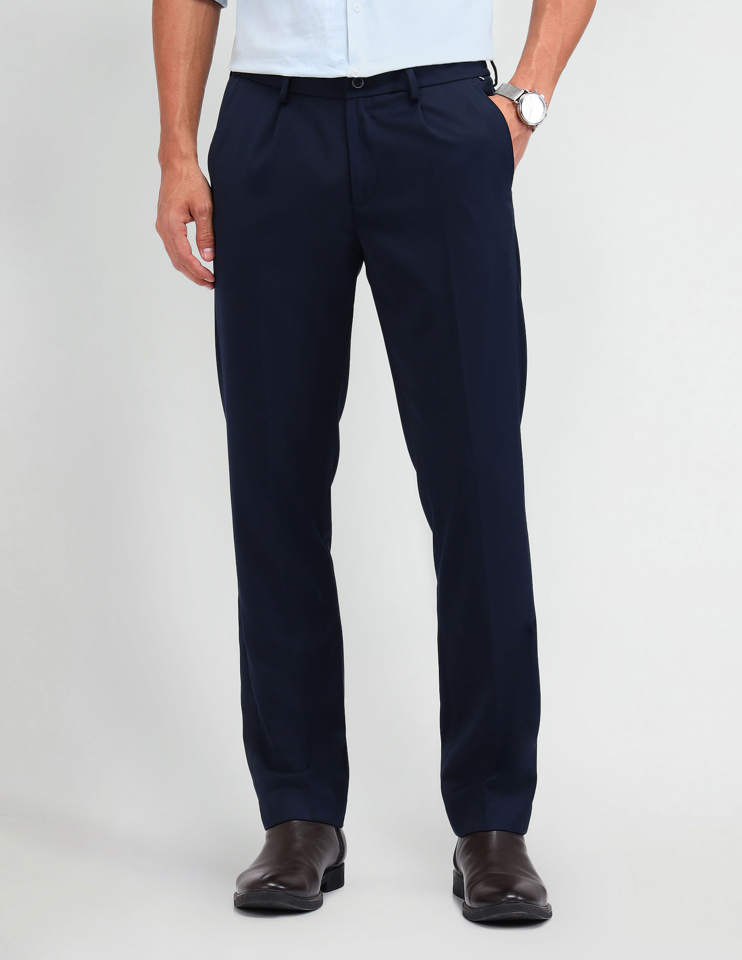 Arrow Newyork Slim Fit Solid Trousers
