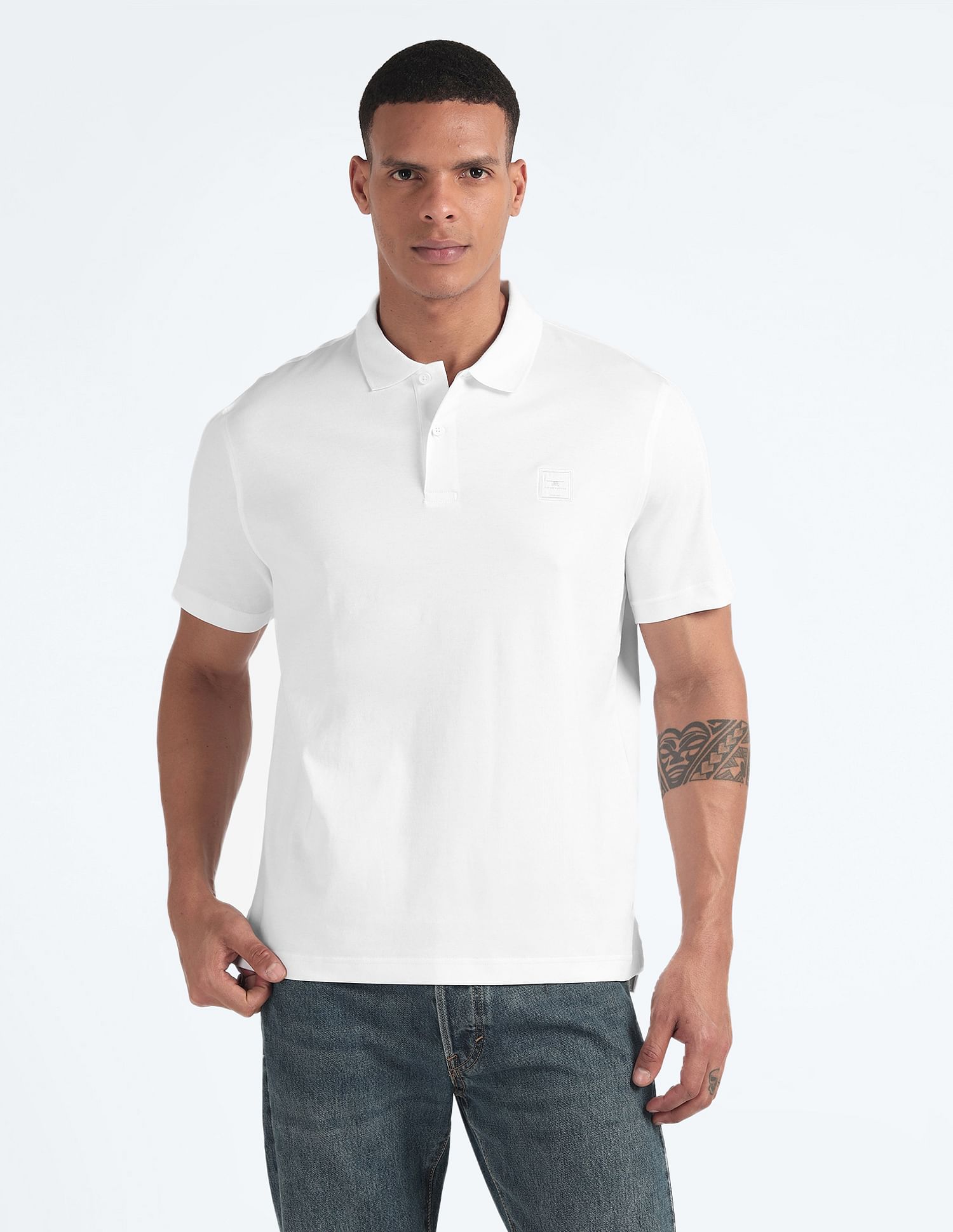 Flying Machine Pure Cotton Solid Polo Shirt
