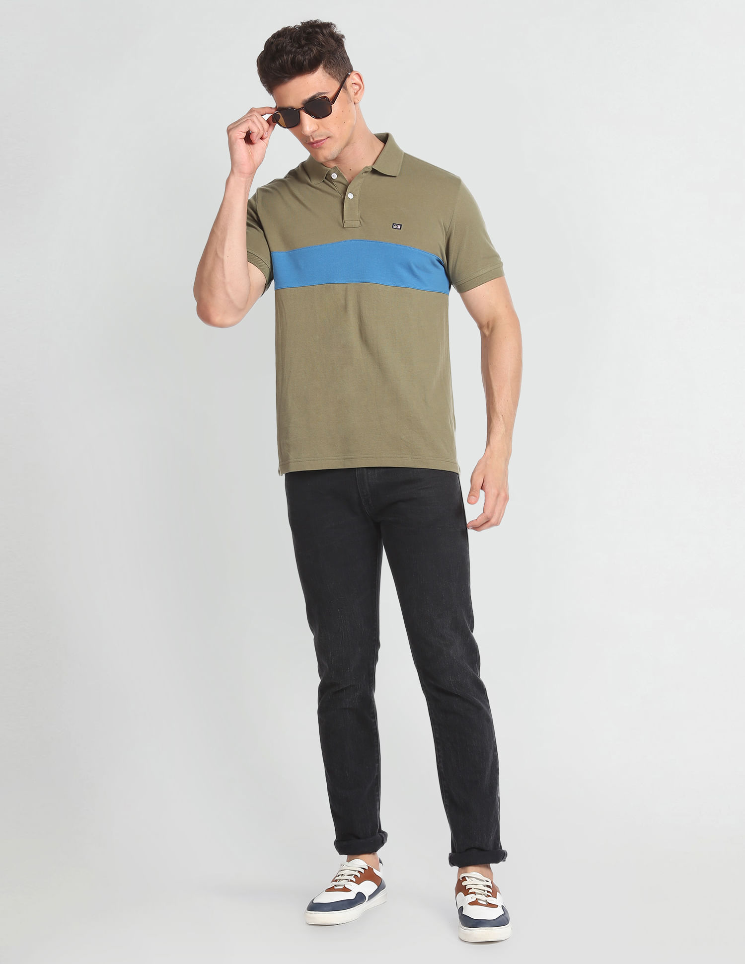 Arrow Sports Panelled Colour Block Polo Shirt