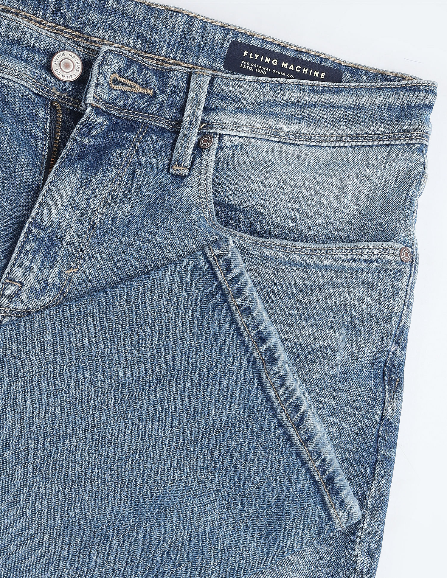Flying Machine Freddie Slim Straight Fit Stone Wash Jeans