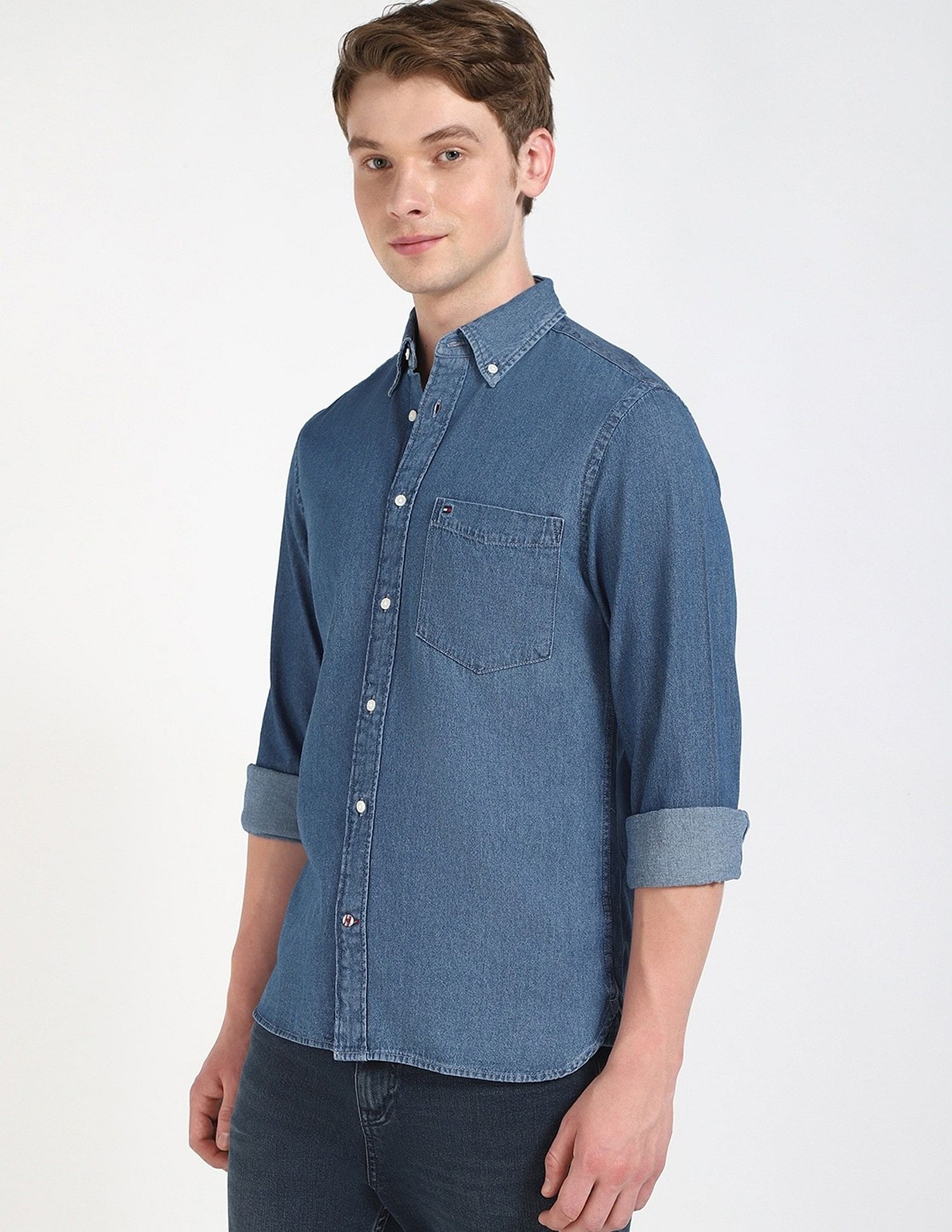 Tommy Hilfiger Solid Regular-Fit Cotton Shirt