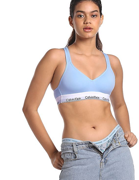 Buy Calvin Klein Underwear Women Blue Solid Square Neck Sports Bra -  NNNOW.com