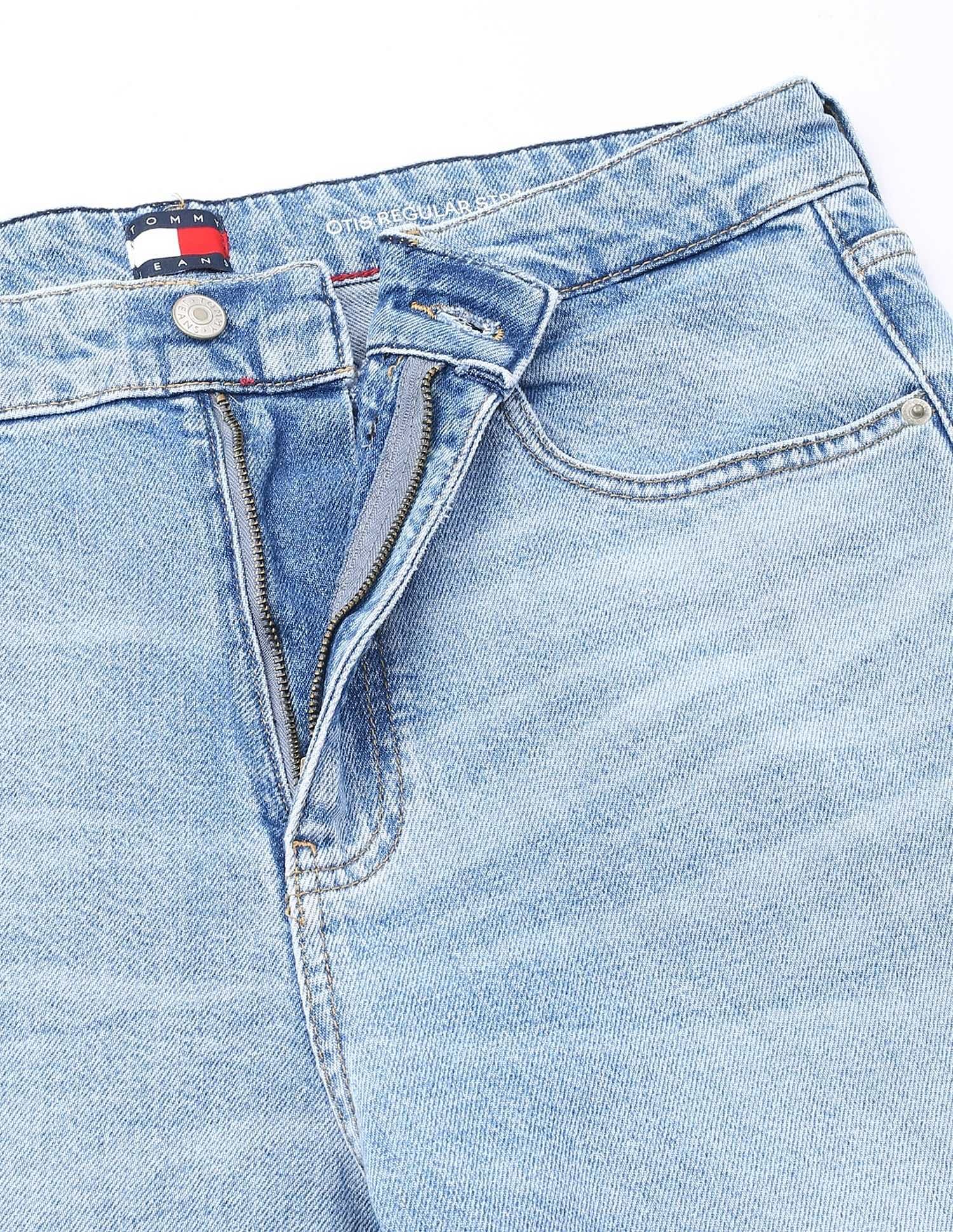 Tommy Hilfiger Light-Wash Straight-Fit Low-Rise Jeans