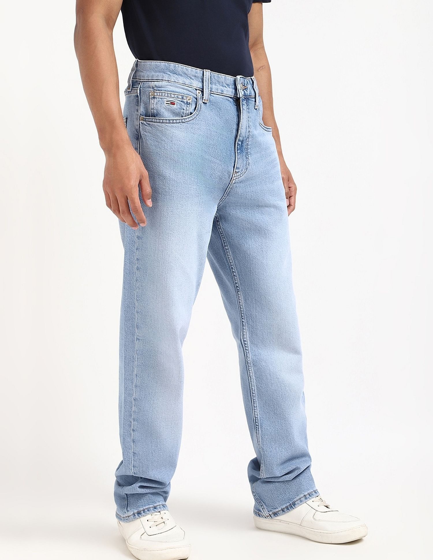 Tommy Hilfiger Light-Wash Straight-Fit Low-Rise Jeans
