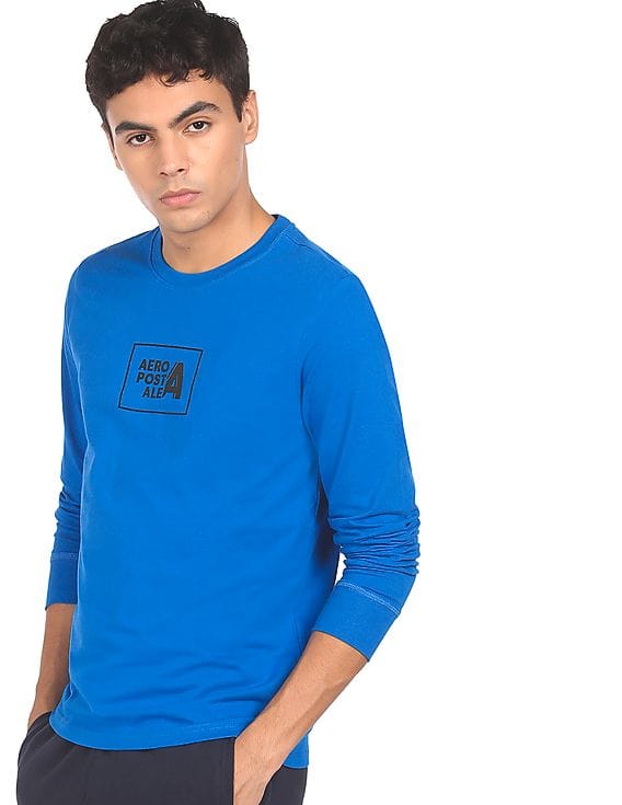 Aeropostale Men Blue Long Sleeve Logo 