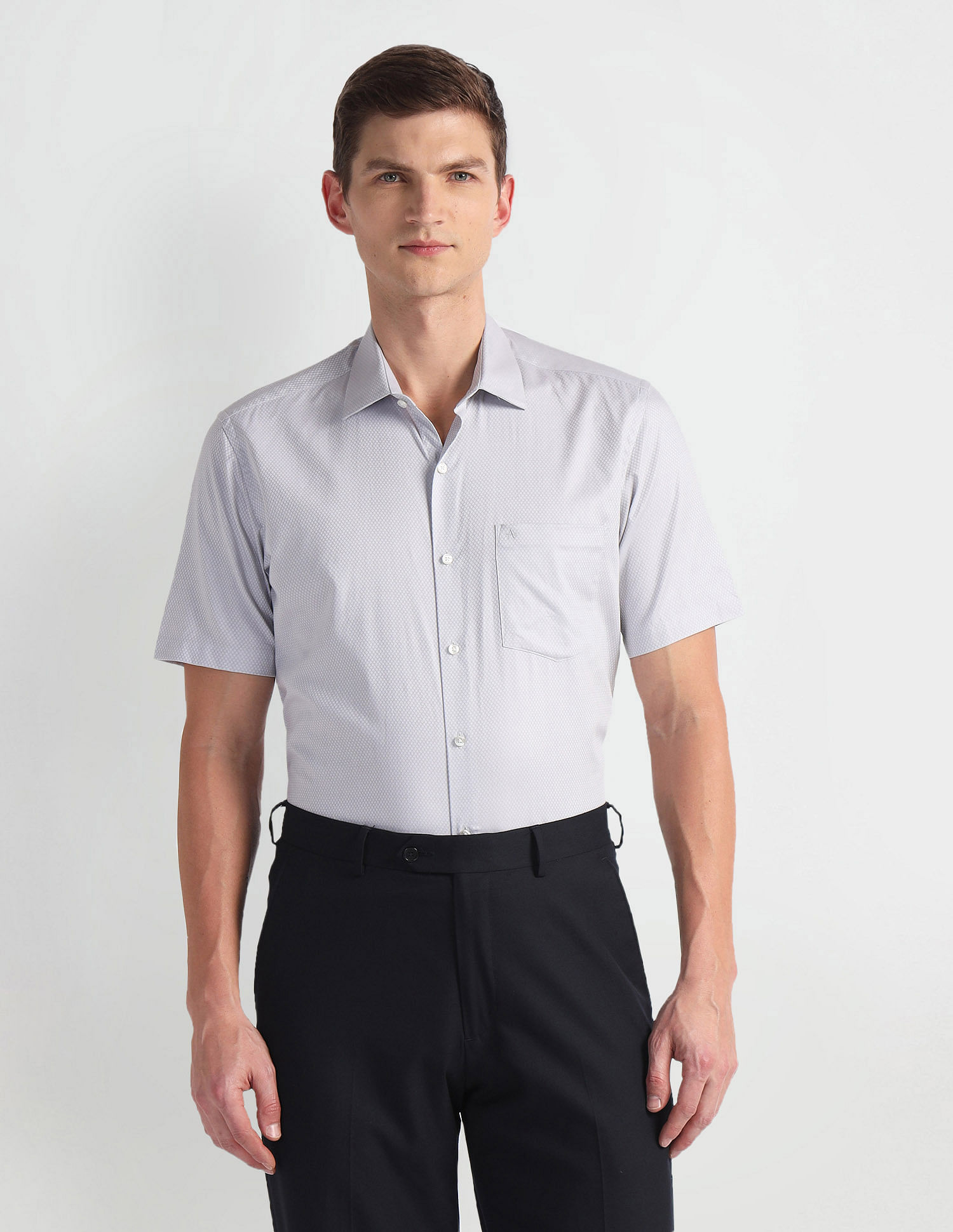 Arrow Patterned Twill Cotton Shirt