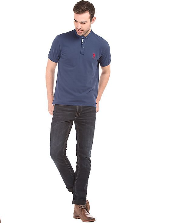 U.S. Polo Assn. Mandarin Collar Slim Fit Polo Shirt