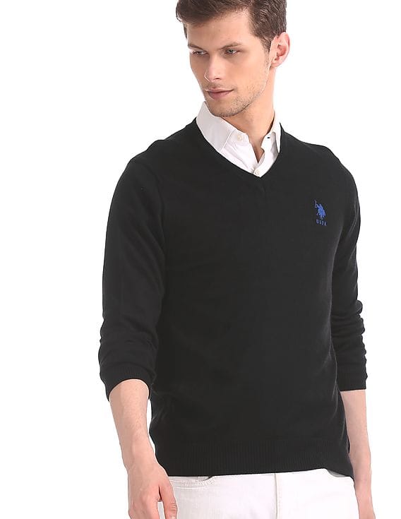 v neck sweater with polo shirt