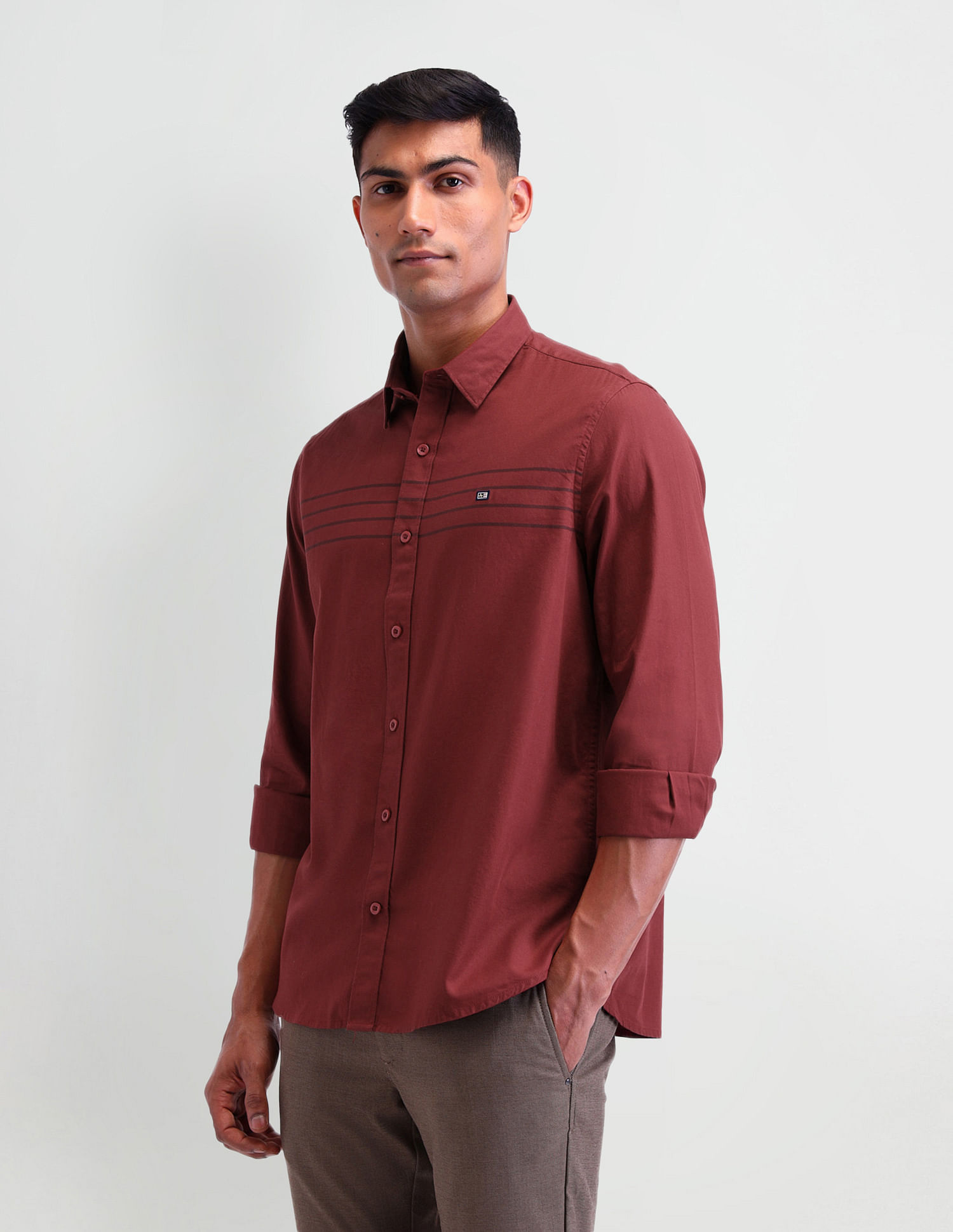 Arrow Sport Horizontal Striped Tailored Fit Shirt